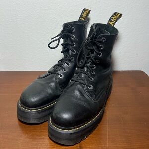 Dr. Martens Jadon III Black Pisa Leather Combat Boots Zip Side Size 11